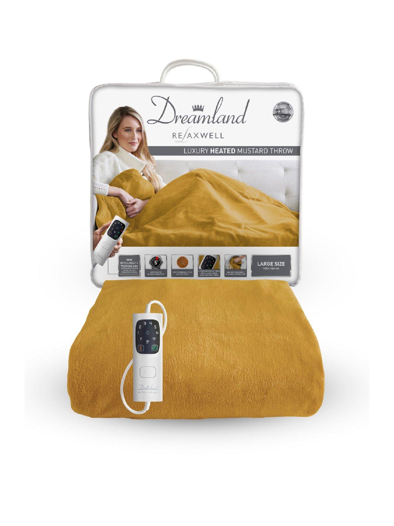 Dreamland Relaxwell Heated Large Mustard Throw