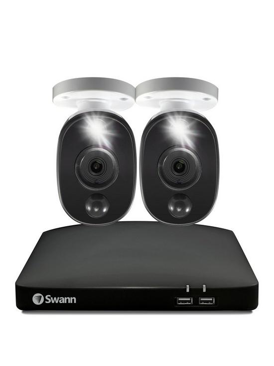 front image of swann-smart-security-1080p-cctv-system-4-chl-1tb-hdd-dvr-2-x-warning-light-camera-works-with-alexa-google-assistant-swann-security-swdvk-446802wl-eu