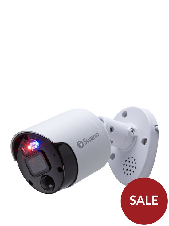 stillFront image of swann-smart-security-4k-enforcer-bullet-cctv-camera-with-controllable-red-blue-flashing-lights-spotlights-sirens-swnhd-900be-eu