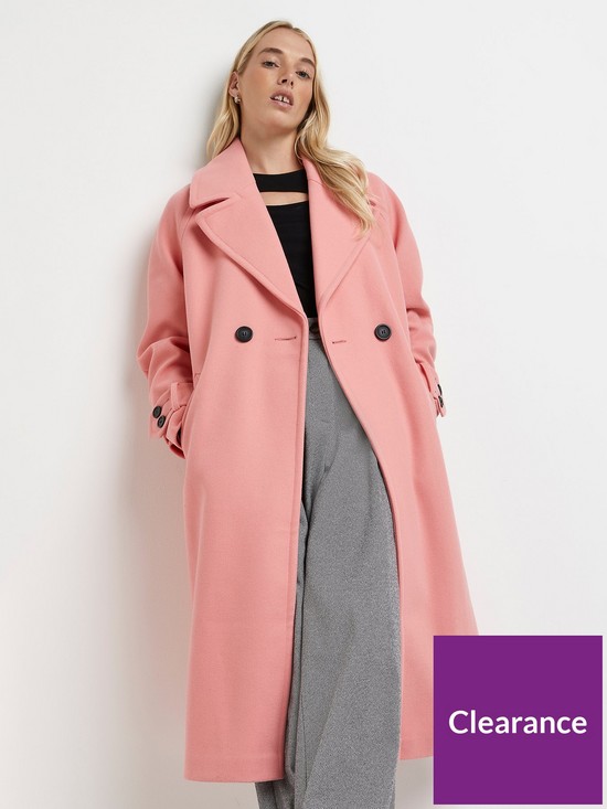 front image of river-island-oversized-coat--coral