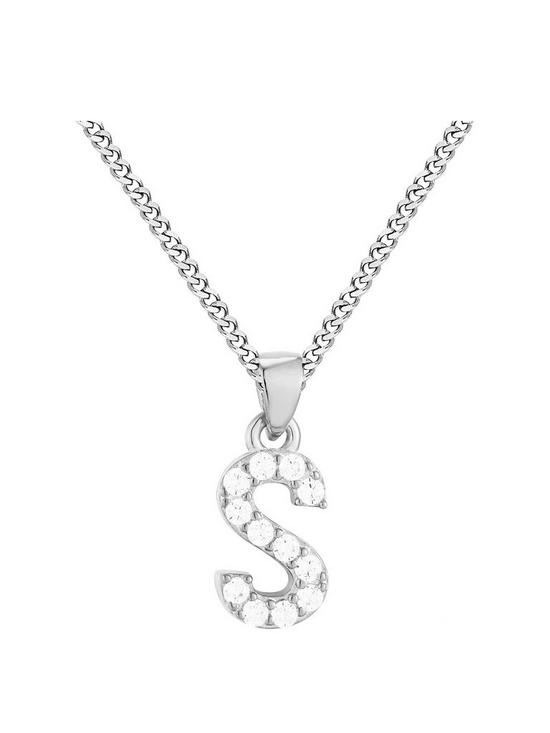 front image of the-love-silver-collection-sterling-silver-cubic-zirconia-initial-pendant