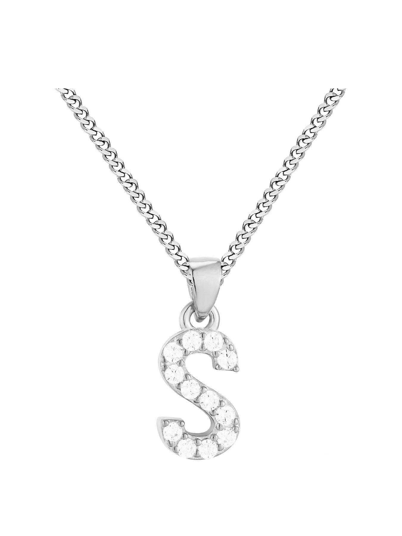 undefined Sterling silver cubic zirconia initial pendant