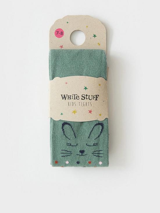 front image of white-stuff-girls-rabbit-tights-green
