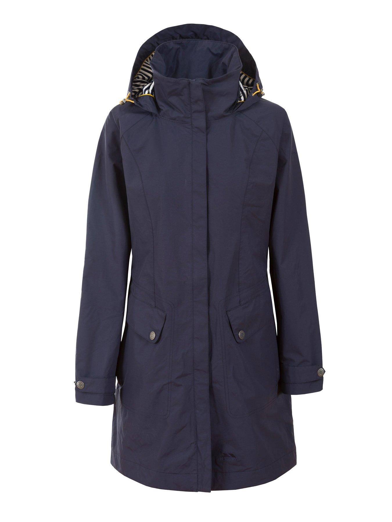 front image of trespass-rainy-day-jacket-plus-navy