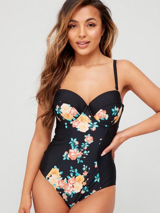 front image of v-by-very-shape-enhancing-underwired-swimsuit-floral