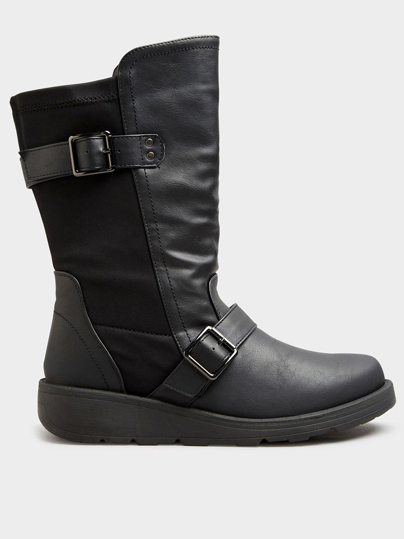 yours-low-wedge-buckle-boot-black