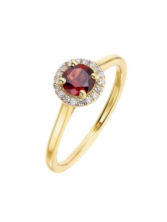 front image of love-gem-9ct-yellow-gold-birthstone-halo-ring