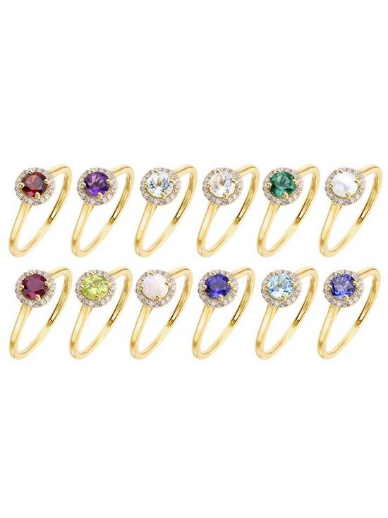 outfit image of love-gem-9ct-yellow-gold-birthstone-halo-ring