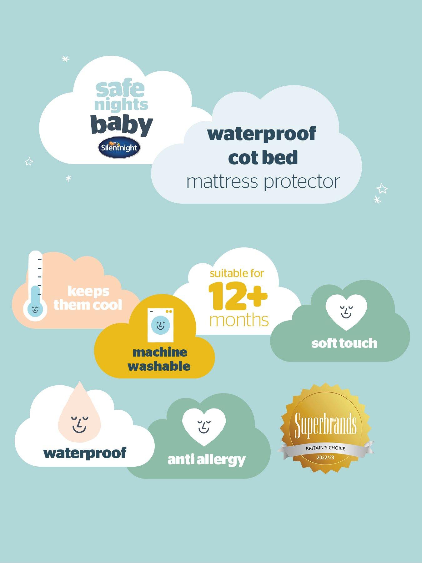  image of silentnight-safe-nights-waterproof-anti-allergy-cot-bed-mattress-protector-140cm-x-70cm