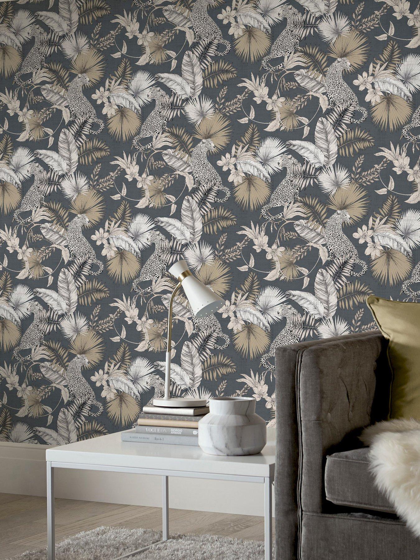 image of arthouse-tropical-leopard-neutral-wallpaper