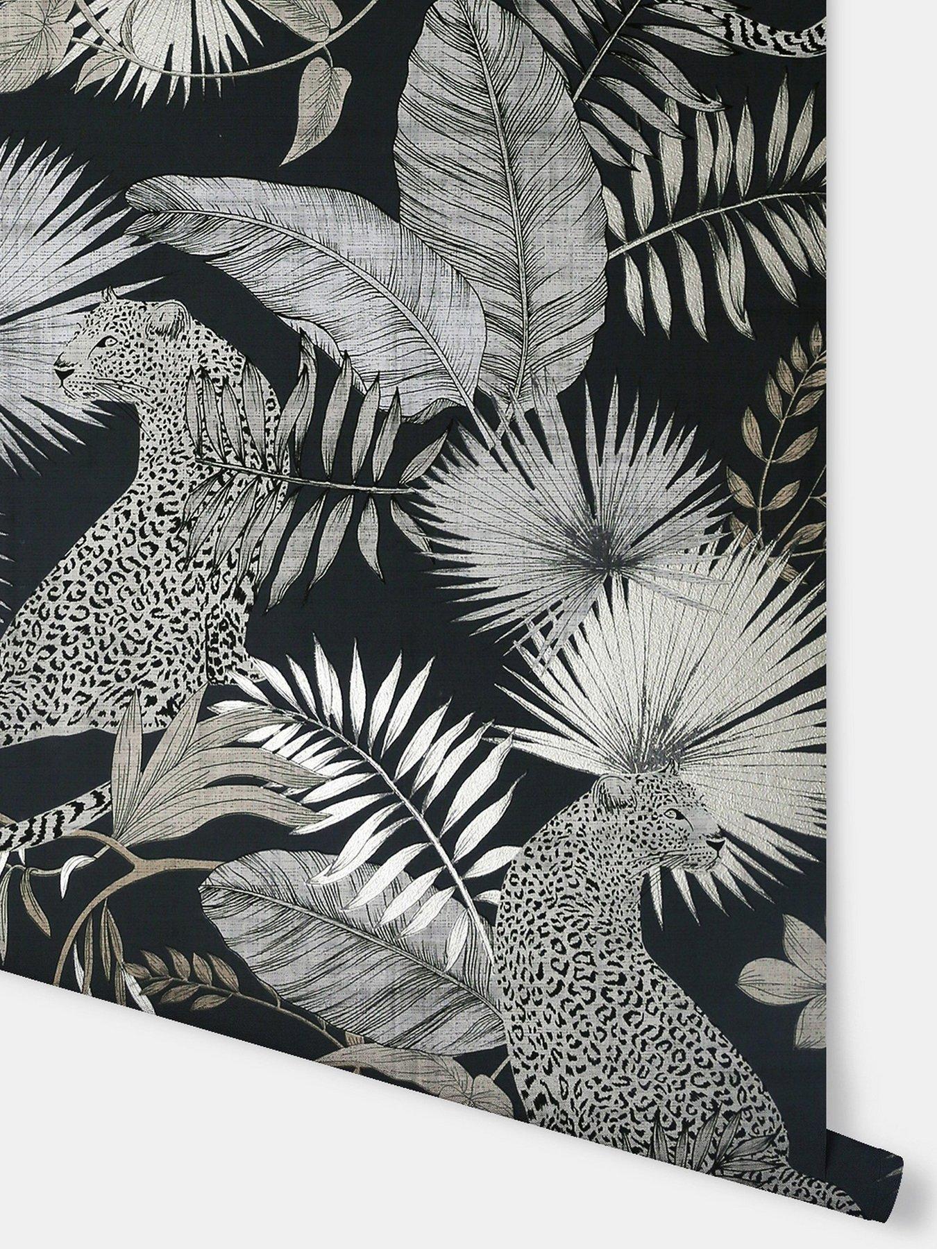  image of arthouse-tropical-leopard-neutral-wallpaper