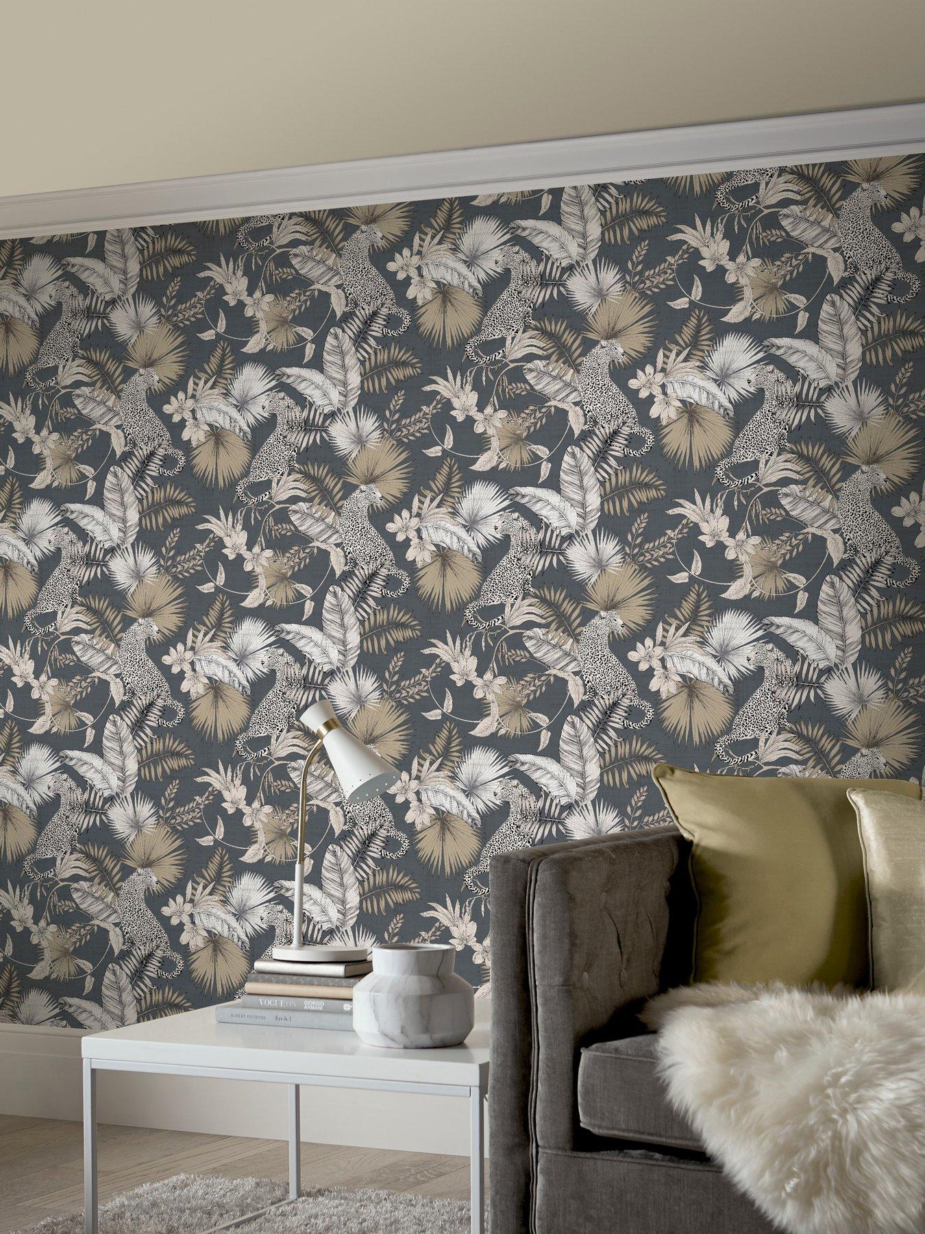  image of arthouse-tropical-leopard-neutral-wallpaper