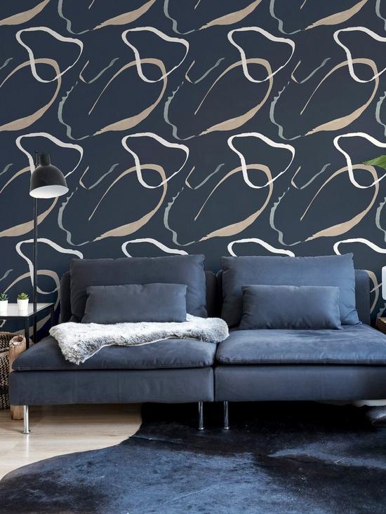 stillFront image of arthouse-linear-swirl-navy-wallpaper