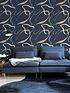  image of arthouse-linear-swirl-navy-wallpaper