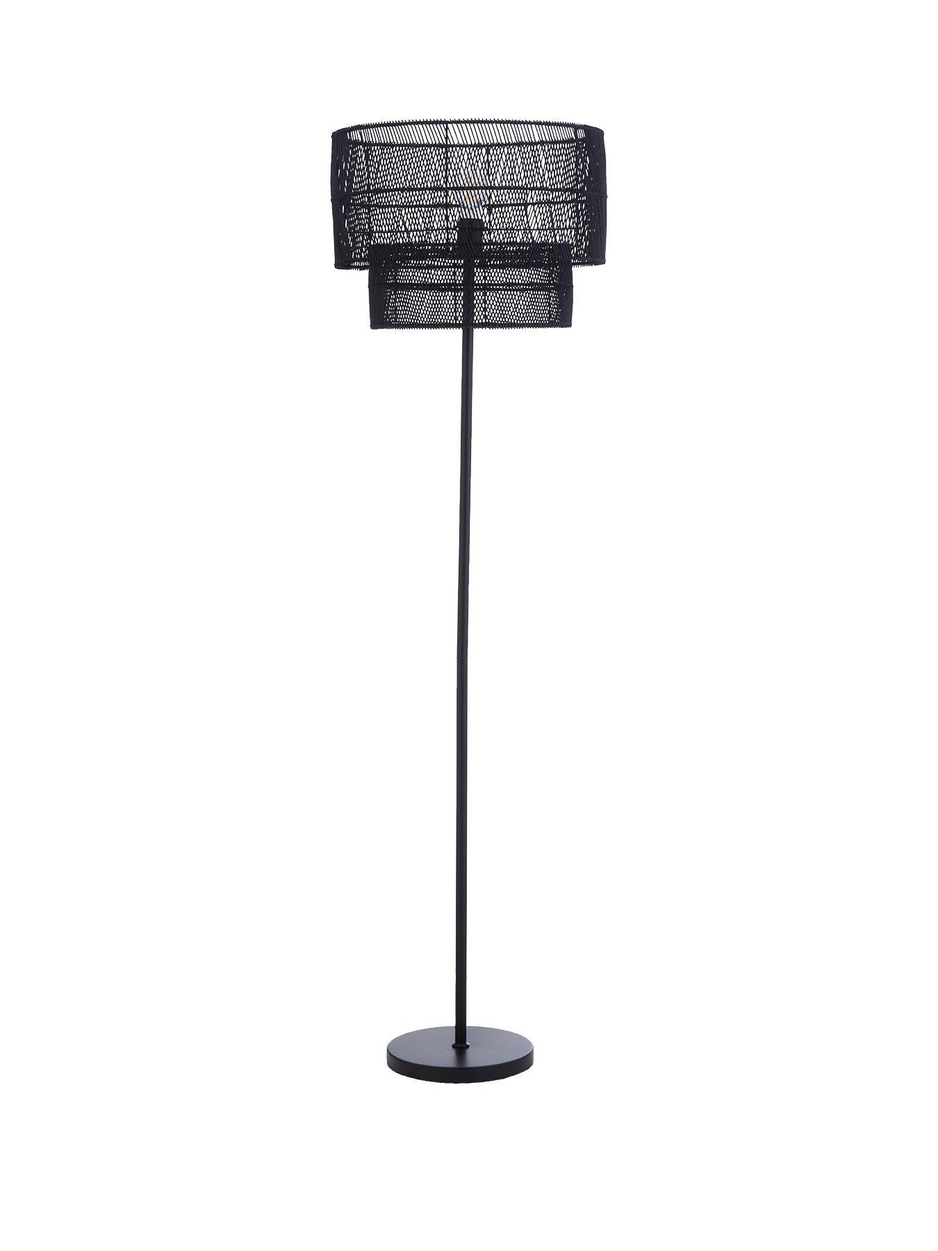 The Very Collection Amira 2 Tier Rattan Floor Lamp
