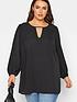 yours-yours-londonnbspkeyhole-bellow-sleeve-blouse-blackfront