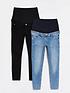  image of river-island-two-pack-maternity-molly-overbump-skinny-jean-blackblue