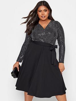 yours-yours-brillo-sequin-skater-dress-black
