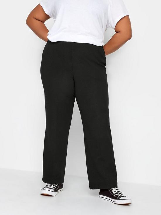 front image of yours-bootcut-30-ponte-rib-trouser-black