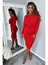  image of ax-paris-ruched-midi-dress-red