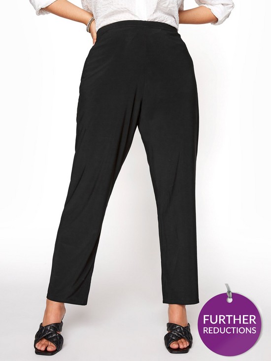 front image of yours-flat-front-30-wide-leg-trouser-black