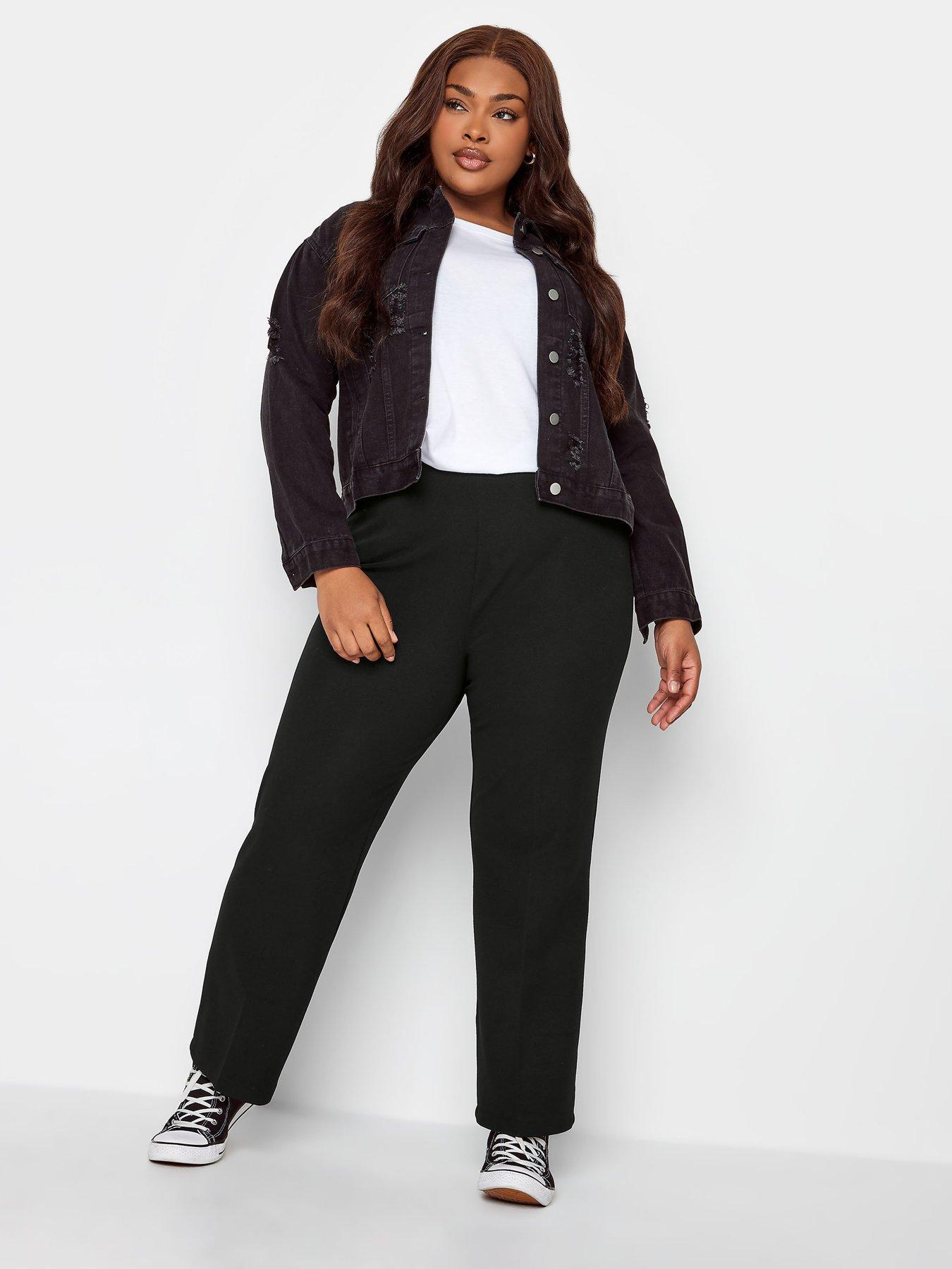  image of yours-bootcut-28-ponte-rib-trouser-black