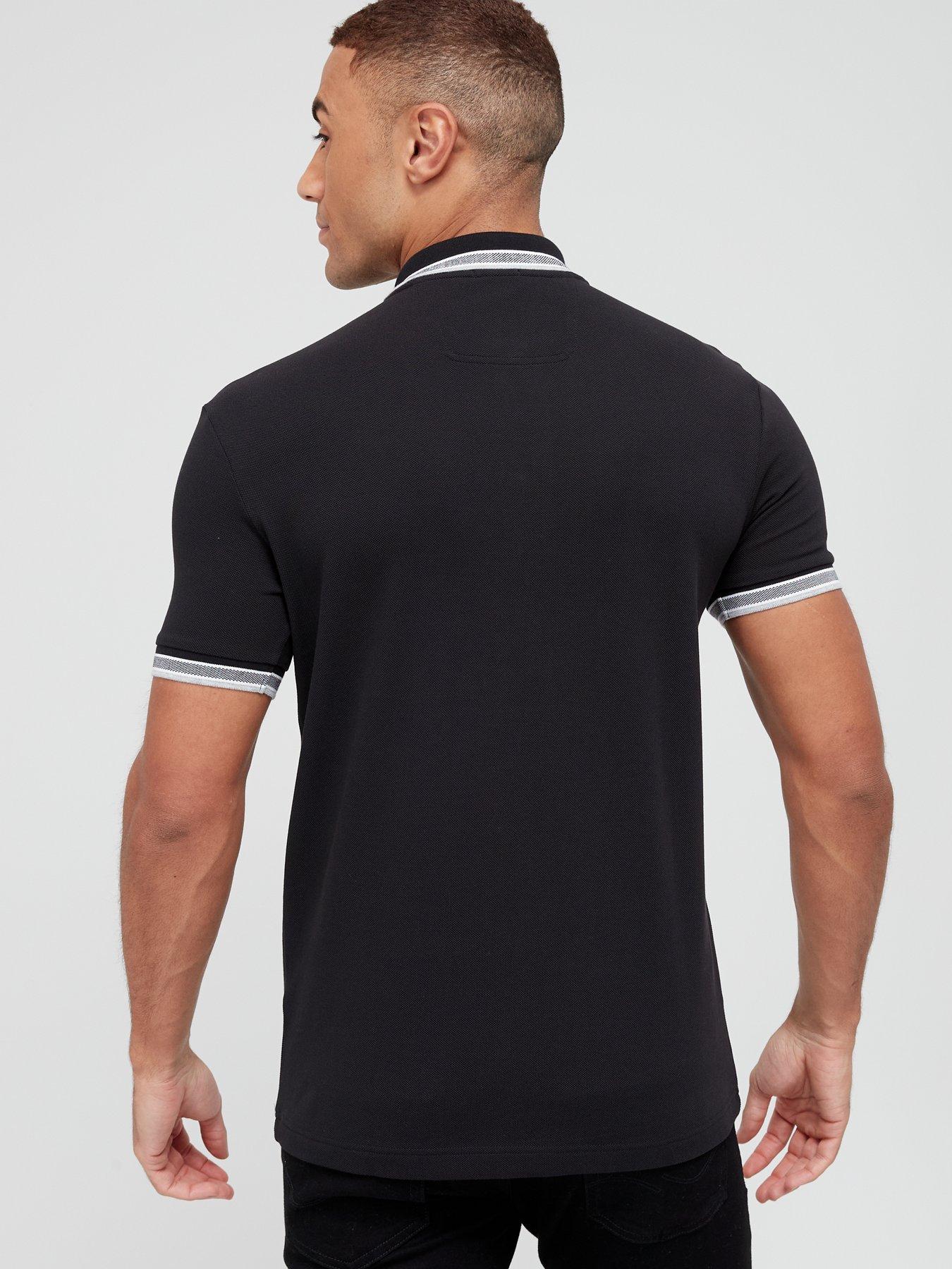 Image 2 of 4 of BOSS Mens Paddy Regular Fit Contrast Trim Polo Shirt - Black