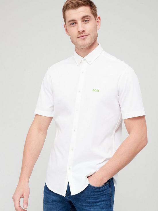 front image of boss-biadia-short-sleeve-oxford-shirt-whitenbsp