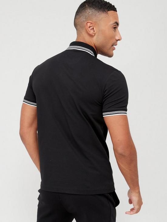 stillFront image of boss-paul-curved-logo-slim-fit-polo-shirt-black