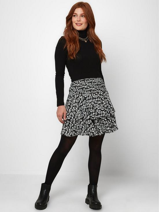 front image of joe-browns-delicate-ditsy-rara-skirt--blackwhite