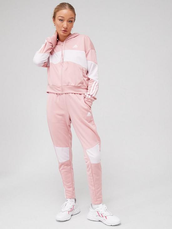 front image of adidas-bold-block-tracksuit-pink