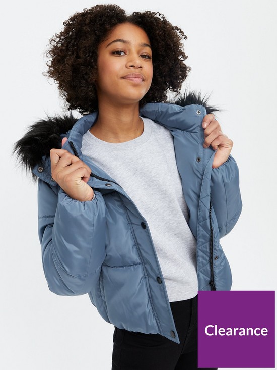 front image of new-look-915-girlsnbspfaux-fur-hooded-paddednbspjacket-bluenbsp