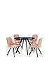  image of very-home-triplo-110nbspcm-roundnbspdining-table-4-swivelnbspchairs-pinkblack