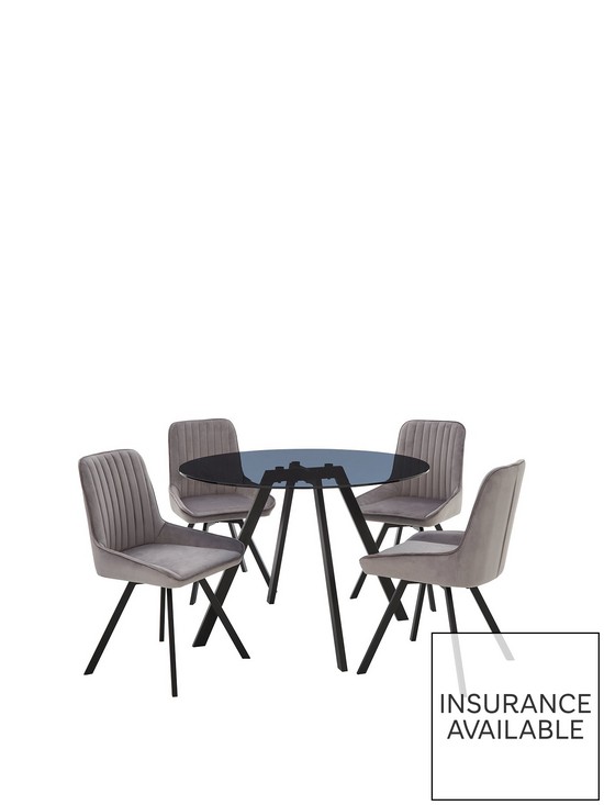 front image of very-home-triplo-110-cm-round-dining-table-4-swivel-chairs-greyblack