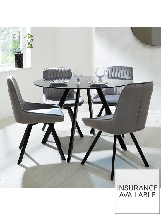 stillFront image of very-home-triplo-110-cm-round-dining-table-4-swivel-chairs-greyblack