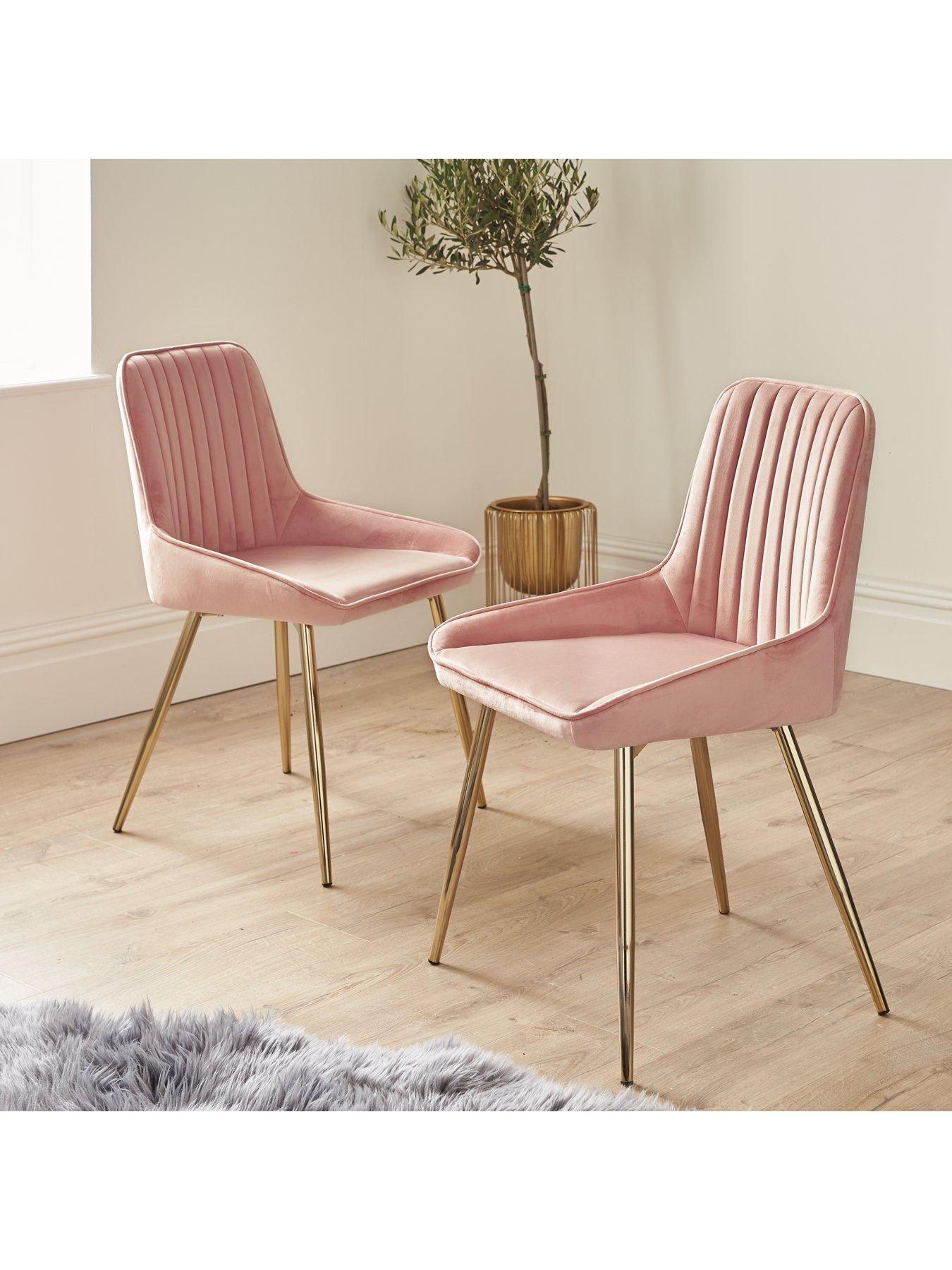  image of very-home-pair-of-alisha-standard-brass-leggednbspdining-chairs-pinkbrass