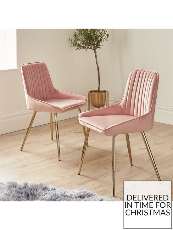 stillFront image of very-home-pair-of-alisha-standard-brass-leggednbspdining-chairs-pinkbrass
