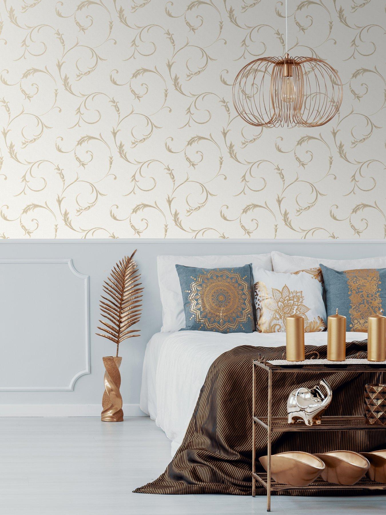  image of superfresco-nbspathena-white-gold-wallpaper