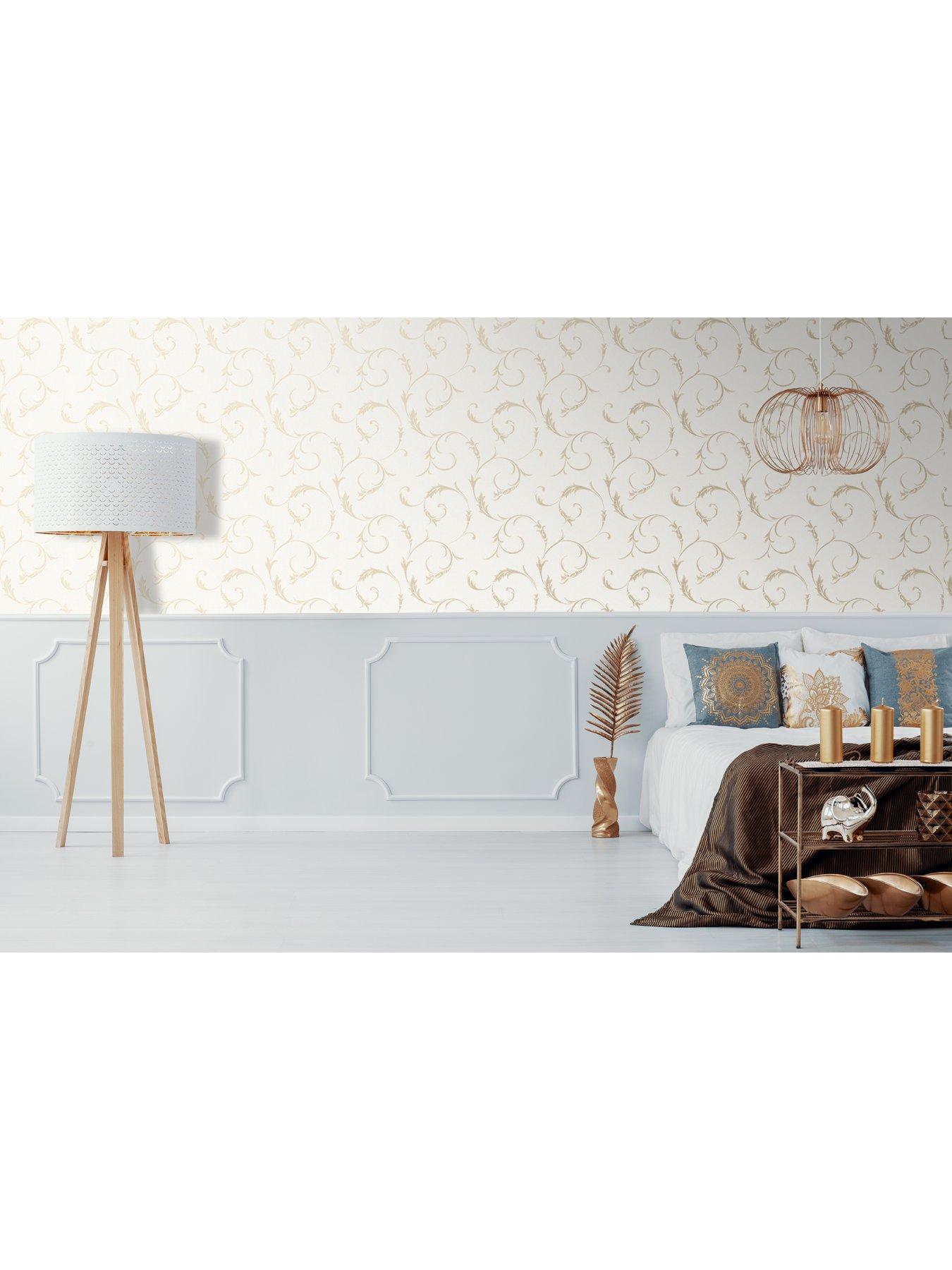  image of superfresco-nbspathena-white-gold-wallpaper