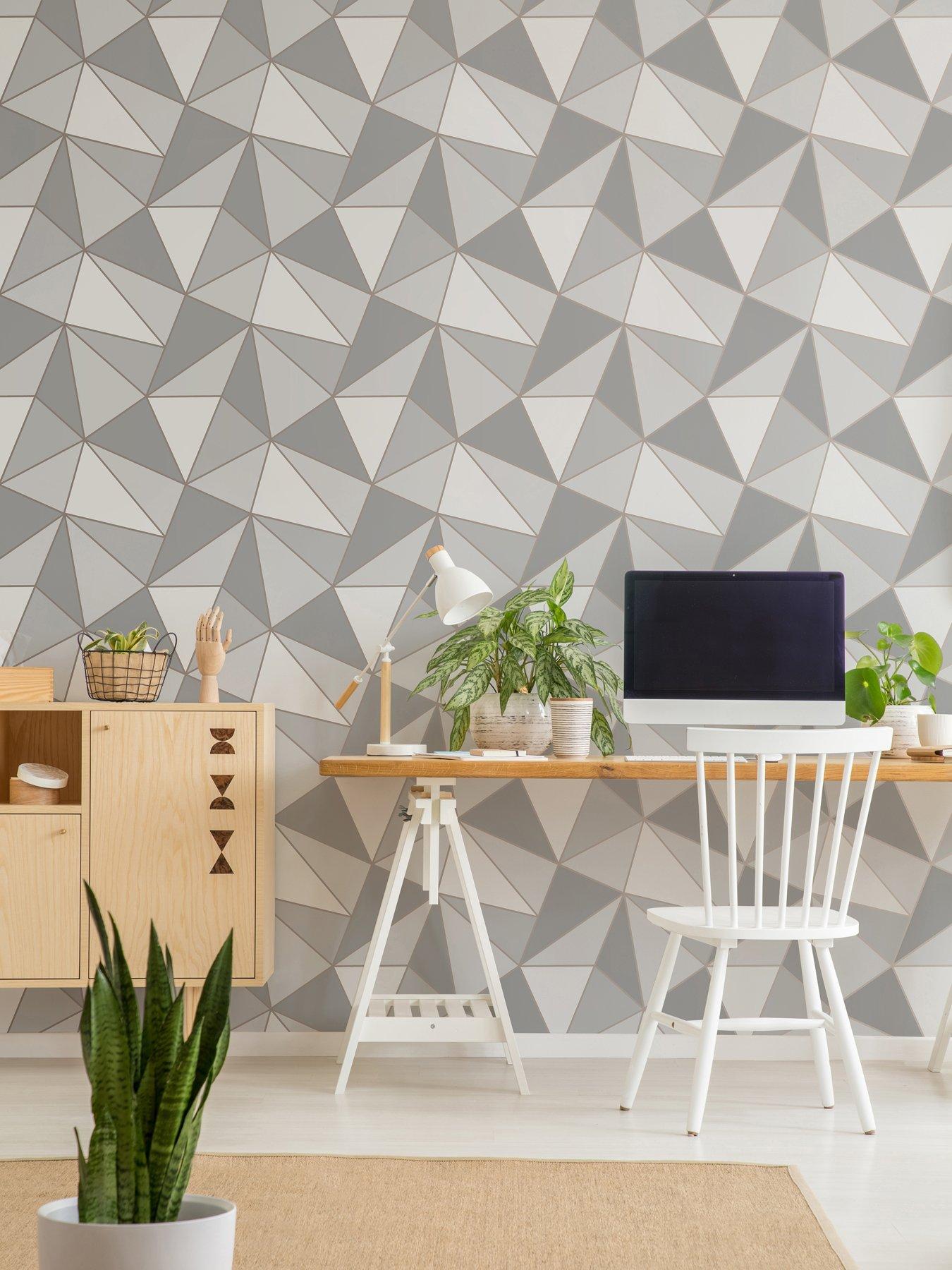 Fresco Apex Geo Grey/white Wallpaper