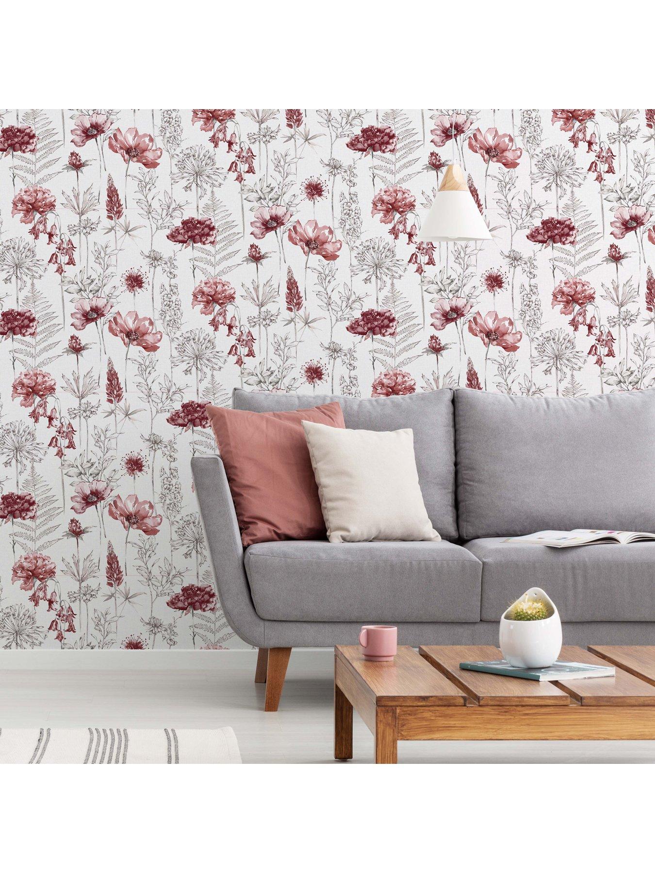 Red living room clearance wallpaper