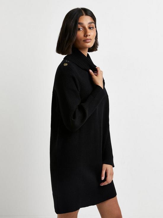 front image of river-island-batwing-knitted-jumper-dress-black