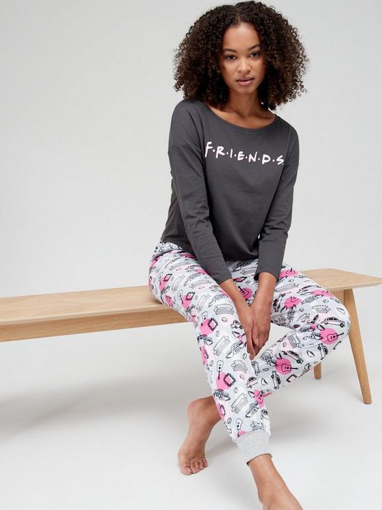 front image of v-by-very-friends-slouchy-pyjamas-charcoal