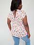  image of v-by-very-curve-short-sleeve-poppy-print-button-through-blouse-blush