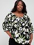  image of v-by-very-curve-floral-printed-crew-neck-volume-sleeve-top
