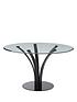 image of alanna-130-cm-glass-top-round-dining-table-6-chairs-charcoal