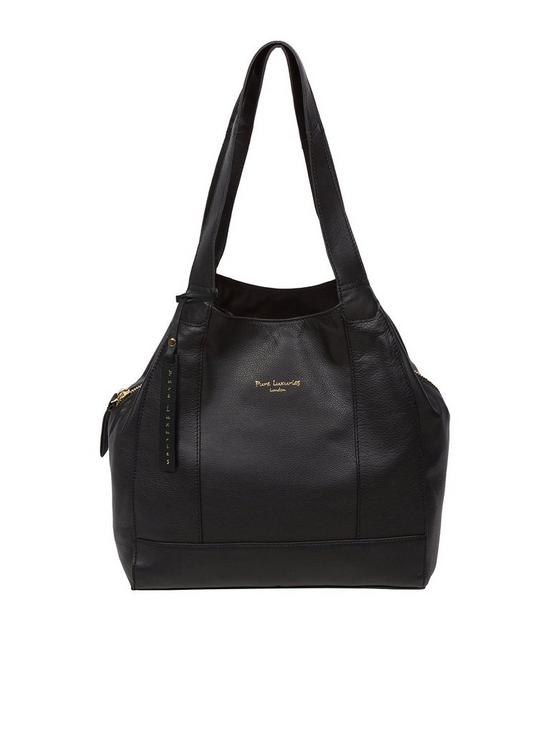 front image of pure-luxuries-london-colette-leather-handbag-black