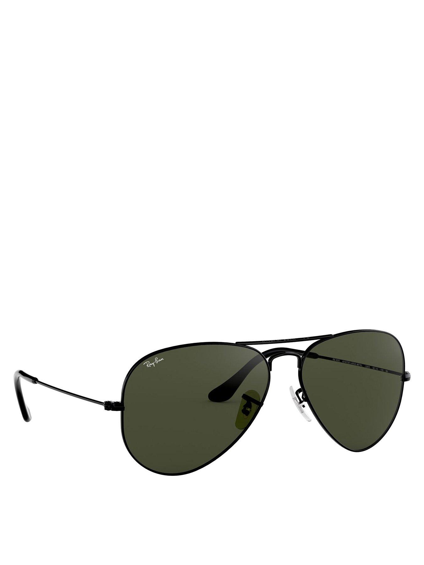 undefined Aviator Black Metal Frame Sunglasses - Black