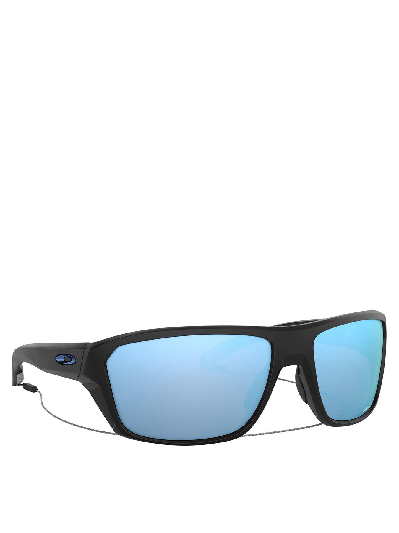 Rectangle Black Frame Blue Lens Sunglasses Black