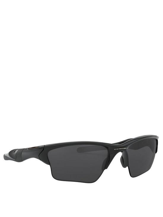 front image of oakley-black-lens-sport-sunglasses